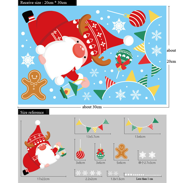 Naklejki ścienne Cartoon Święty Mikołaj - dekoracje elektrostatyczne na szklane okna, idealne na Boże Narodzenie i Nowy Rok - Wianko - 9