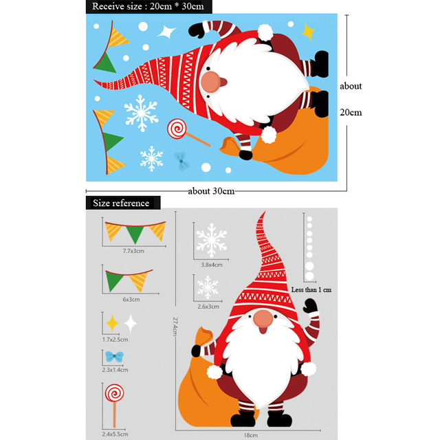 Naklejki ścienne Cartoon Święty Mikołaj - dekoracje elektrostatyczne na szklane okna, idealne na Boże Narodzenie i Nowy Rok - Wianko - 7