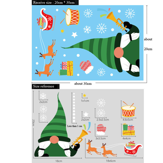 Naklejki ścienne Cartoon Święty Mikołaj - dekoracje elektrostatyczne na szklane okna, idealne na Boże Narodzenie i Nowy Rok - Wianko - 6