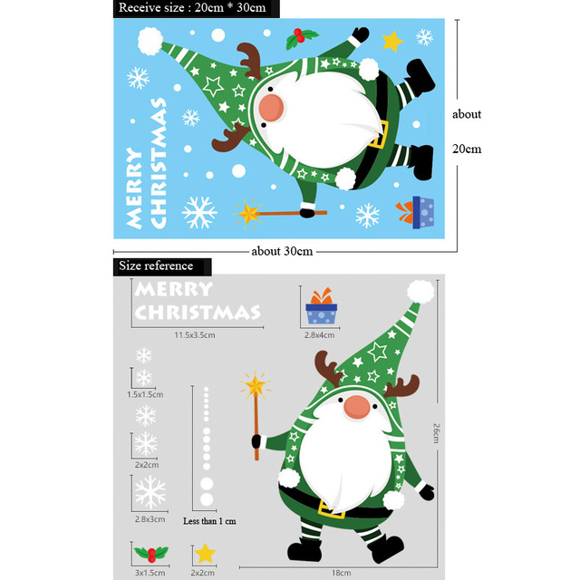 Naklejki ścienne Cartoon Święty Mikołaj - dekoracje elektrostatyczne na szklane okna, idealne na Boże Narodzenie i Nowy Rok - Wianko - 4