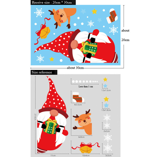 Naklejki ścienne Cartoon Święty Mikołaj - dekoracje elektrostatyczne na szklane okna, idealne na Boże Narodzenie i Nowy Rok - Wianko - 5