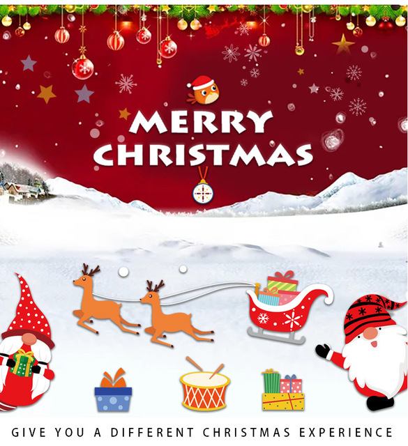 Naklejki ścienne Cartoon Święty Mikołaj - dekoracje elektrostatyczne na szklane okna, idealne na Boże Narodzenie i Nowy Rok - Wianko - 1