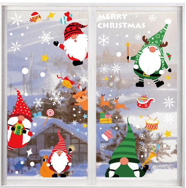 Naklejki ścienne Cartoon Święty Mikołaj - dekoracje elektrostatyczne na szklane okna, idealne na Boże Narodzenie i Nowy Rok - Wianko - 13