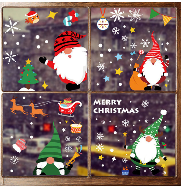 Naklejki ścienne Cartoon Święty Mikołaj - dekoracje elektrostatyczne na szklane okna, idealne na Boże Narodzenie i Nowy Rok - Wianko - 15
