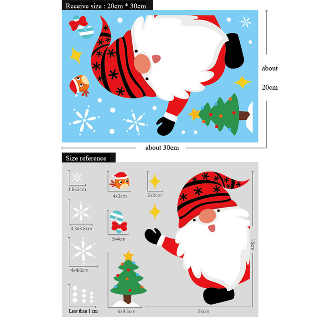 Naklejki ścienne Cartoon Święty Mikołaj - dekoracje elektrostatyczne na szklane okna, idealne na Boże Narodzenie i Nowy Rok - Wianko - 3