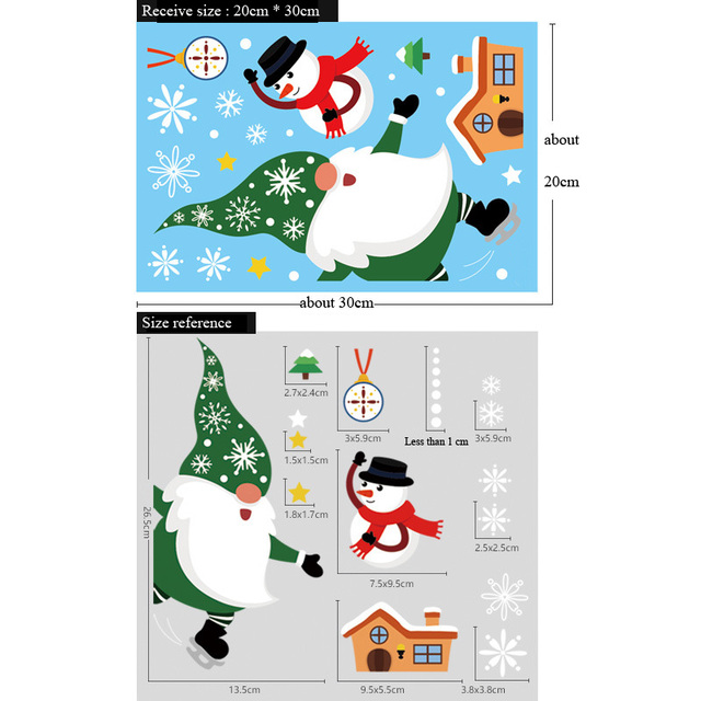 Naklejki ścienne Cartoon Święty Mikołaj - dekoracje elektrostatyczne na szklane okna, idealne na Boże Narodzenie i Nowy Rok - Wianko - 8