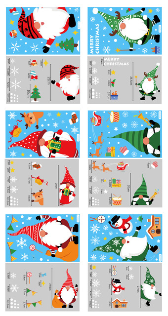 Naklejki ścienne Cartoon Święty Mikołaj - dekoracje elektrostatyczne na szklane okna, idealne na Boże Narodzenie i Nowy Rok - Wianko - 2