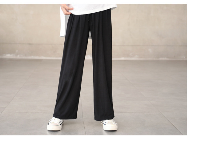 Letnie spodnie jedwabne dla dzieci o luźnym kroju, wysokiej talii i szerokich nogawkach, dla dziewczyn w wieku 13-14 lat - Wianko - 7