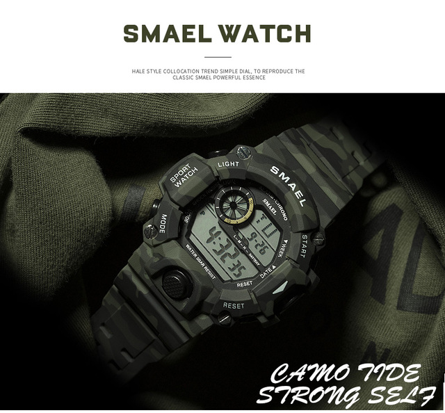 Zegarek męski Smael - wodoodporny, wielofunkcyjny, Casual LED, cyfrowy, wojskowy - Wianko - 2