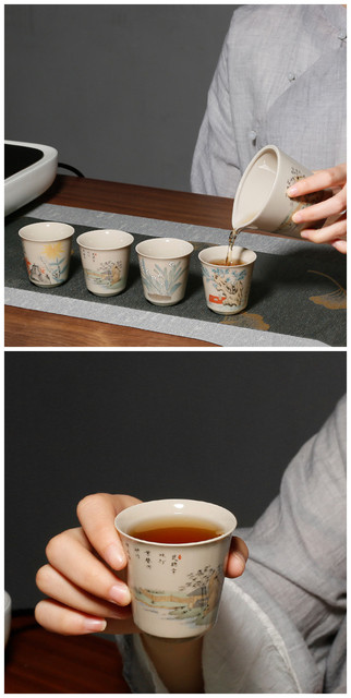 Filiżanka do herbaty Chińskie tradycyjne ceramiczne podróżne z zestawem herbaty Pu'er Tie Guanyin 60ml - Wianko - 2