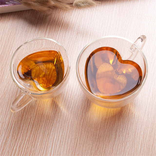 Duży dwuwarstwowy szklany kubek Love Heart - odporny na ciepło, idealny do picia mleka, kawy i soku - z uchwytem - Wianko - 7