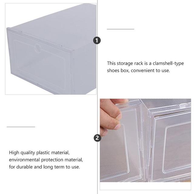 Szufladowa plastikowa walizka na buty - 6 sztuk é białe pudełka do przechowywania obuwia - Wianko - 5