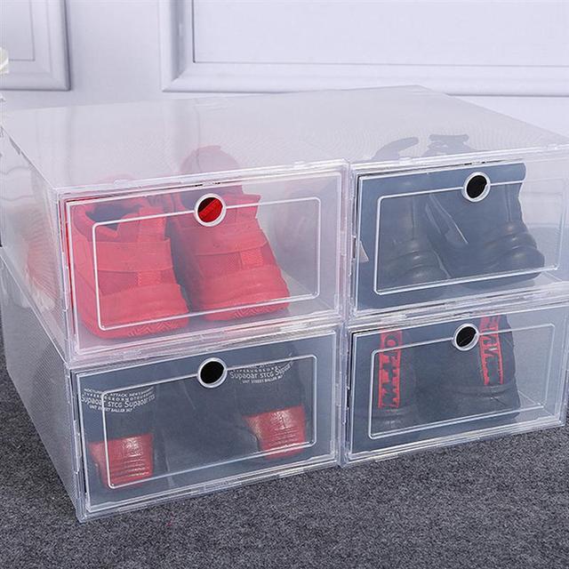 Szufladowa plastikowa walizka na buty - 6 sztuk é białe pudełka do przechowywania obuwia - Wianko - 7