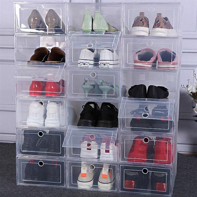 Szufladowa plastikowa walizka na buty - 6 sztuk é białe pudełka do przechowywania obuwia - Wianko - 9