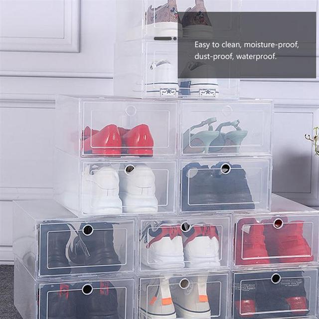 Szufladowa plastikowa walizka na buty - 6 sztuk é białe pudełka do przechowywania obuwia - Wianko - 10