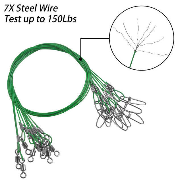 Drut stalowy do połowu tuńczyka - 60 sztuk, lider 50CM, 150Lb, antyugryzieniowy - Wianko - 12