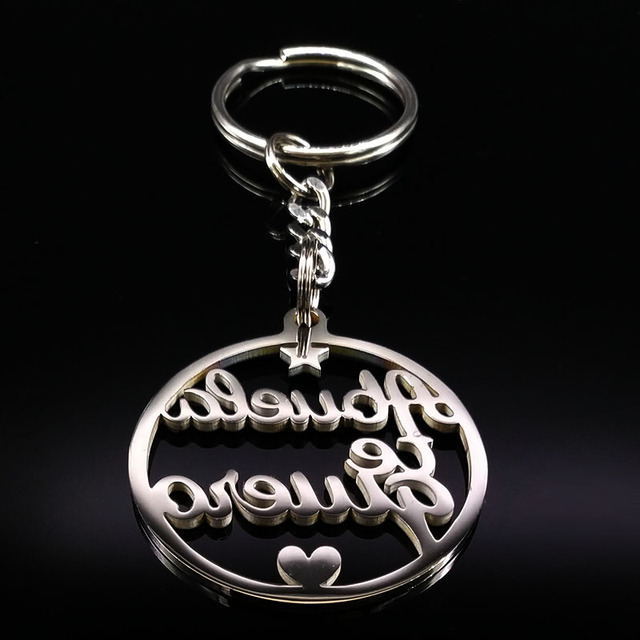 Breloki na klucze - Breloki ze stali nierdzewnej dla kobiet, kolor srebrny, biżuteria, wzór te quiero abuela - K419S01 - Wianko - 17