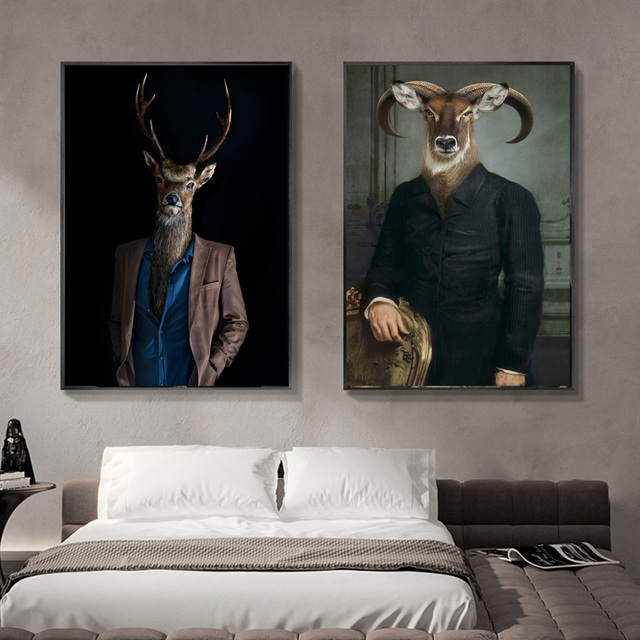 Abstrakcyjne zwierzęta - plakaty i druki - lew, słoń, zebra, jeleni głowa - obraz ścienny na płótnie - dekoracja do salonu - Wianko - 3