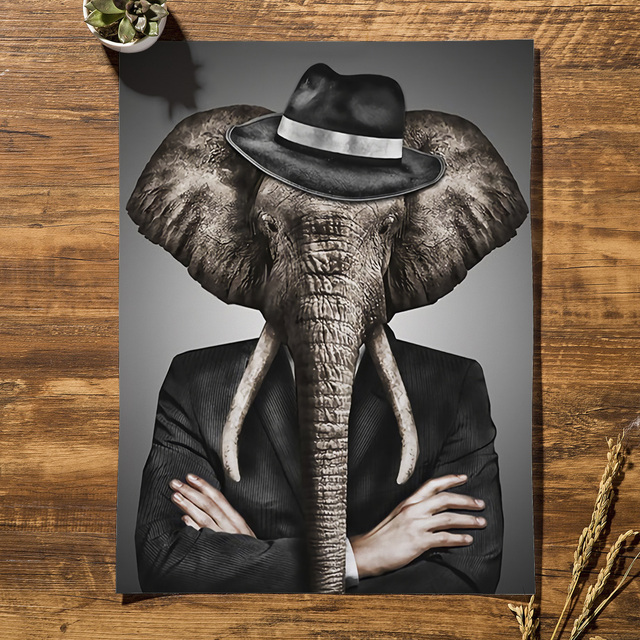 Abstrakcyjne zwierzęta - plakaty i druki - lew, słoń, zebra, jeleni głowa - obraz ścienny na płótnie - dekoracja do salonu - Wianko - 5