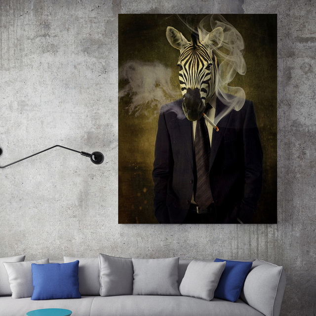 Abstrakcyjne zwierzęta - plakaty i druki - lew, słoń, zebra, jeleni głowa - obraz ścienny na płótnie - dekoracja do salonu - Wianko - 6