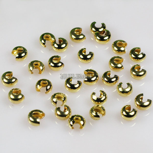 Hurt 200 sztuk miedziane, metalowe szydełkowane koraliki o średnicy 3mm, 4mm, 5mm w kolorze srebrnym i złotym dla DIY biżuterii - Wianko - 6