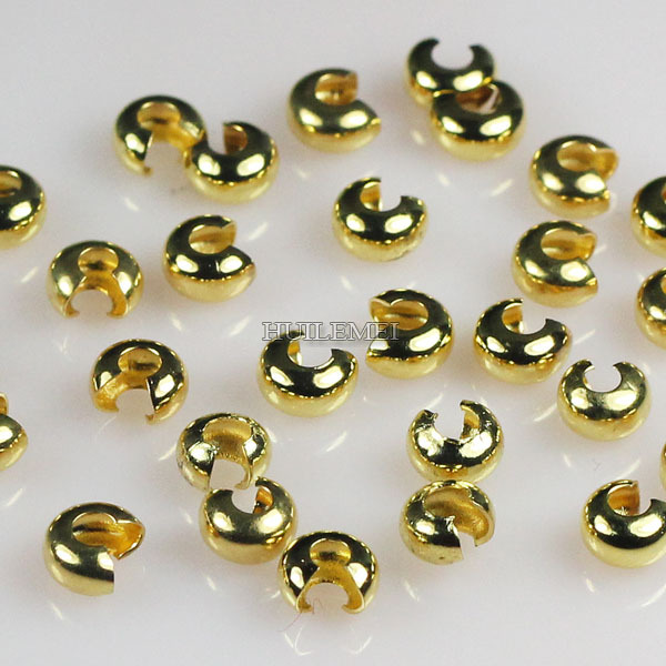 Hurt 200 sztuk miedziane, metalowe szydełkowane koraliki o średnicy 3mm, 4mm, 5mm w kolorze srebrnym i złotym dla DIY biżuterii - Wianko - 7