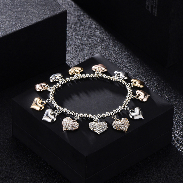 Kryształowa bransoletka z regulacją, serce, mix srebrzystych koralików dla miłośniczek - kolekcja Best Friend 2020 - Wianko - 5