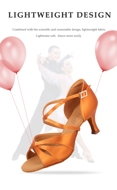Satynowe buty do tańca latynoskiego na obcasie - profesjonalna praktyka dla dorosłych (model 2363) - Wianko - 5