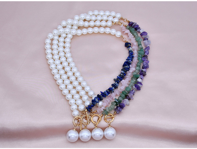 Czeski naszyjnik z naturalnego kamienia imitujący perły w stylu choker dla kobiet - kolorowy, ręcznie robiony z koralików - Wianko - 20