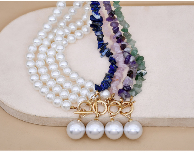 Czeski naszyjnik z naturalnego kamienia imitujący perły w stylu choker dla kobiet - kolorowy, ręcznie robiony z koralików - Wianko - 16
