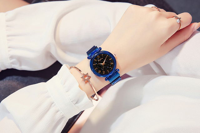 Luksusowy zegarek damski z wodoszczelną obudową i magnetycznym cyferblatem w stylu gwiaździstego nieba - 2019 - Wianko - 8
