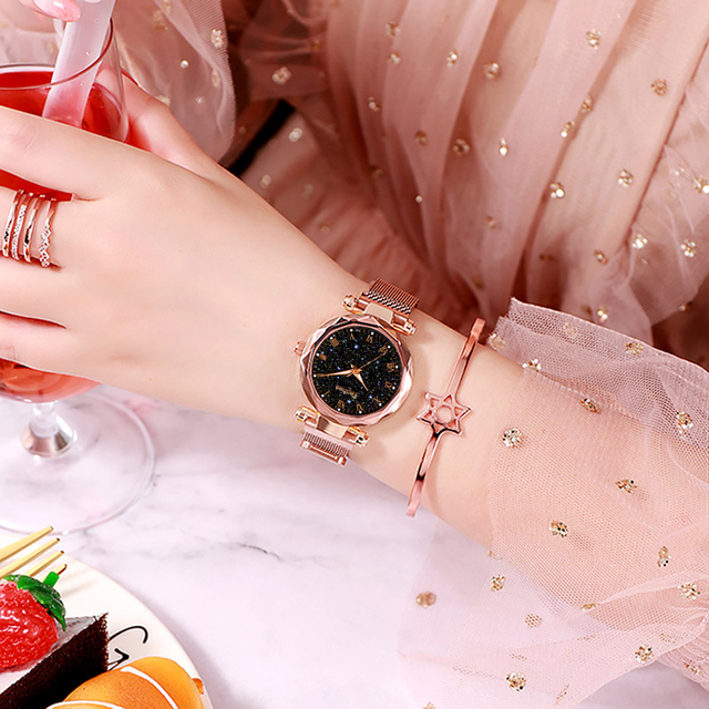 Luksusowy zegarek damski z wodoszczelną obudową i magnetycznym cyferblatem w stylu gwiaździstego nieba - 2019 - Wianko - 15