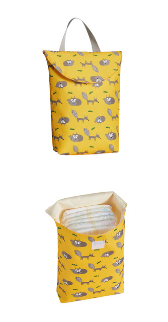 Wodoodporna torba pieluchowa wielokrotnego użytku żółtego koloru z organizatorem do torby - mokra/sucha ściereczka, torba podróżna i worek do przechowywania - Wianko - 3