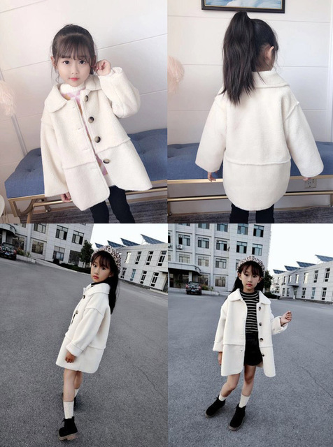 Nowy, dziecięcy płaszcz jesienno-zimowy z wełny jagnięcej o długim koreańskim kroju, modny i gruby - Wianko - 7