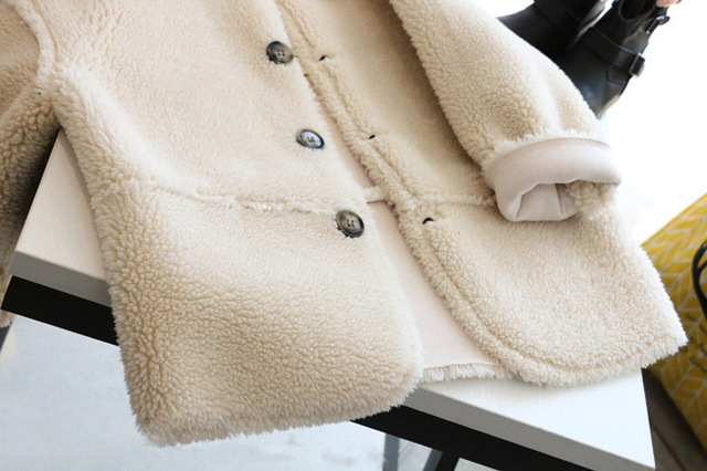 Nowy, dziecięcy płaszcz jesienno-zimowy z wełny jagnięcej o długim koreańskim kroju, modny i gruby - Wianko - 4