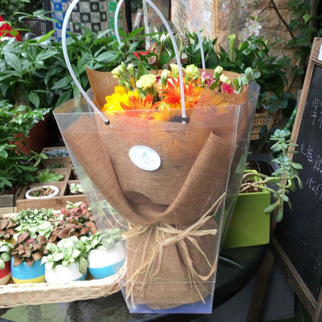 Przezroczysta torba T z rączką do pakowania kwiatów - dekoracyjna torebka na prezenty ślubne - Wianko - 5