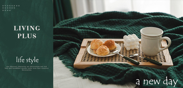 Stojak na talerze drewniany rattanowy japoński domowy - Mizdo Nord z retro ozdobami do herbacianej tacy śniadaniowej - Wianko - 1