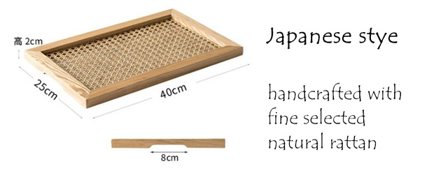 Stojak na talerze drewniany rattanowy japoński domowy - Mizdo Nord z retro ozdobami do herbacianej tacy śniadaniowej - Wianko - 3