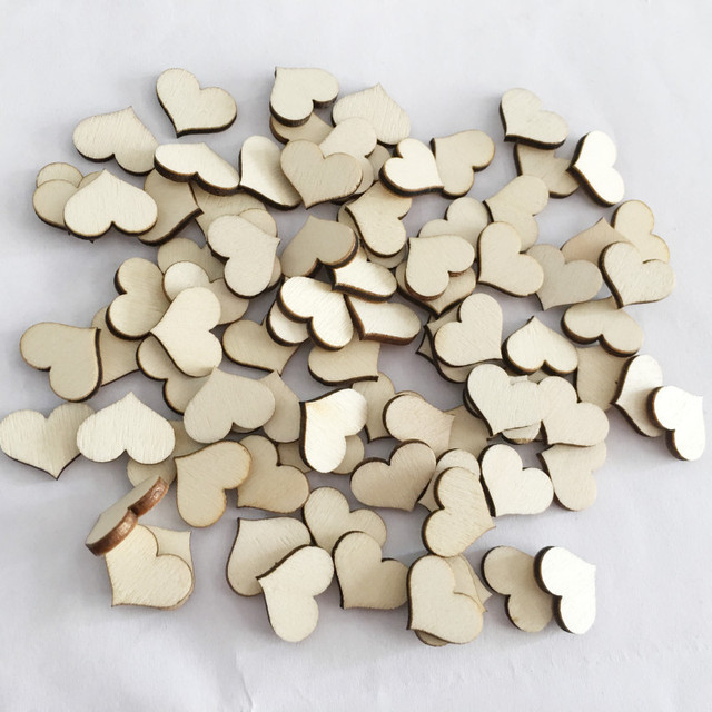 Drewniane serca w kształcie plasterków - 50 sztuk, 22mm - dekoracje ślubne, rysunki rzemiosła - Wianko - 6
