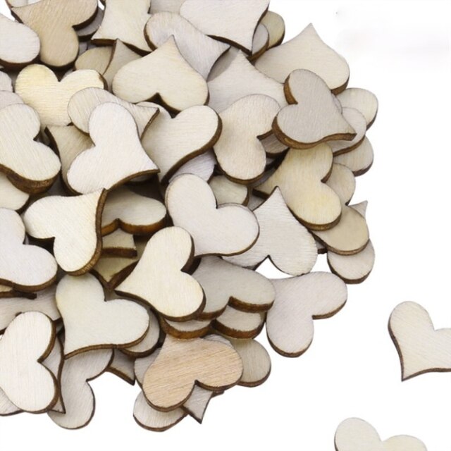 Drewniane serca w kształcie plasterków - 50 sztuk, 22mm - dekoracje ślubne, rysunki rzemiosła - Wianko - 1