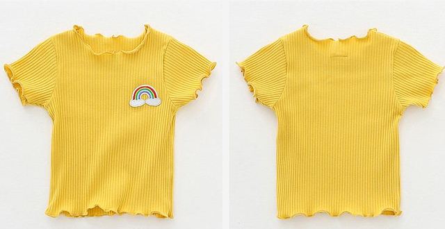 Koszulka dziecięca z krótkim rękawem dziewczynka, lato 2020, solidna, O-neck - Wianko - 10