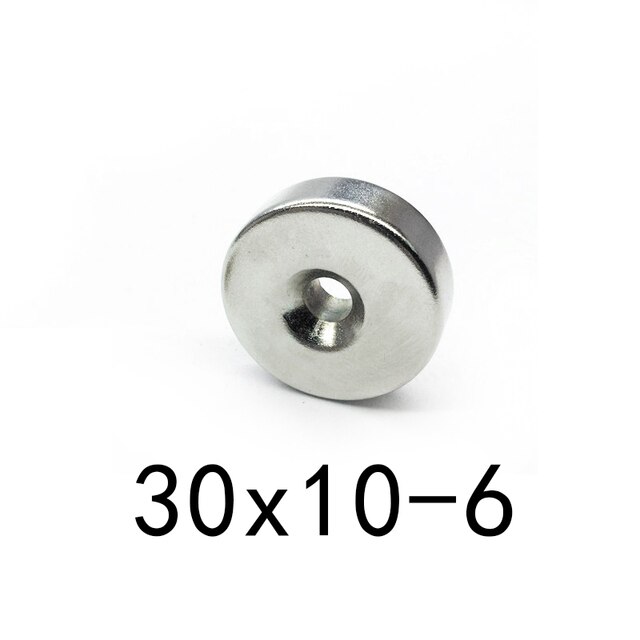 Magnesy neodymowe o wymiarach 30x10mm z otworem 6mm, mocne, trwałe, okrągłe z łbem stożkowym - pakiet 1/2/5 szt. (Materiały magnetyczne) - Wianko - 1