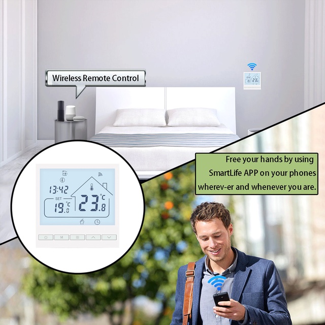 Termostat Beok Tuya Wi-Fi do kotła gazowego, inteligentne ogrzewanie, duży ekran, regulator temperatury - kompatybilny z Alexa i Google Home - Wianko - 3