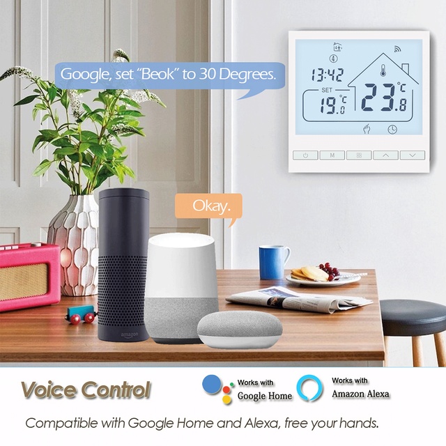 Termostat Beok Tuya Wi-Fi do kotła gazowego, inteligentne ogrzewanie, duży ekran, regulator temperatury - kompatybilny z Alexa i Google Home - Wianko - 5