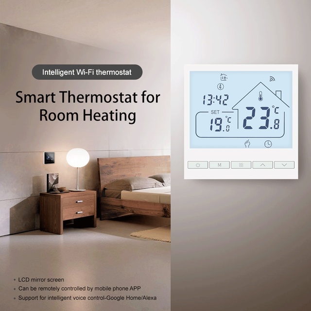 Termostat Beok Tuya Wi-Fi do kotła gazowego, inteligentne ogrzewanie, duży ekran, regulator temperatury - kompatybilny z Alexa i Google Home - Wianko - 6