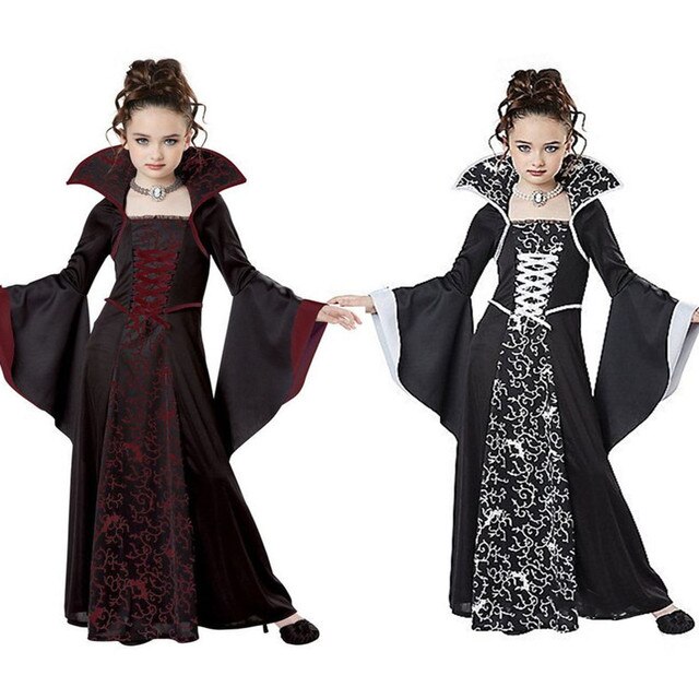 Dziecięcy kostium na Halloween - czarownica wampir na karnawał - Wianko - 1