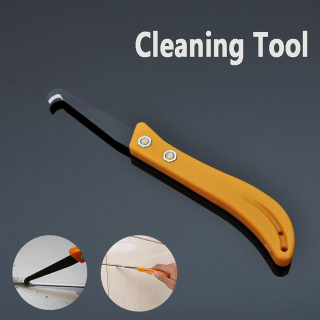 Profesjonalne narzędzie ręczne do czyszczenia i usuwania starych fug w kuchni - zestaw 2 sztuki narzędzi plastikowych: hak do nóżek kafelkowych i narzędzie do usuwania naklejek i naprawy szpar - Wianko - 1