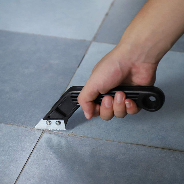 Profesjonalne narzędzie ręczne do czyszczenia i usuwania starych fug w kuchni - zestaw 2 sztuki narzędzi plastikowych: hak do nóżek kafelkowych i narzędzie do usuwania naklejek i naprawy szpar - Wianko - 10
