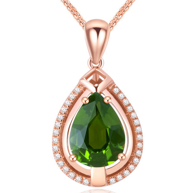 Naszyjnik klasyczny zielony kryształ szmaragdowy ze złotym wypełnieniem 14k - Wianko - 9