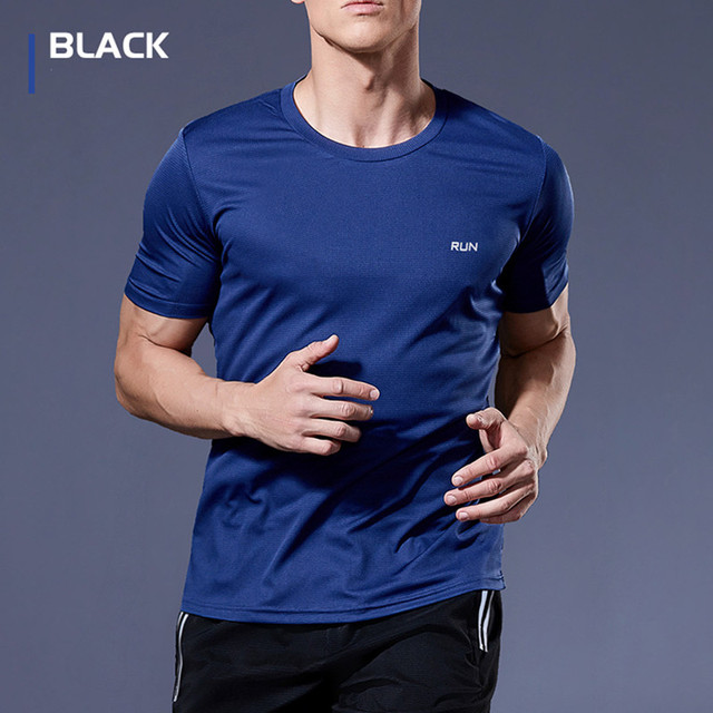 Męska odzież sportowa: zestaw 2 sztuk z krótkim rękawem - T-Shirt i dres kompresyjny, elastyczny, idealny do siłowni i biegania - Wianko - 14